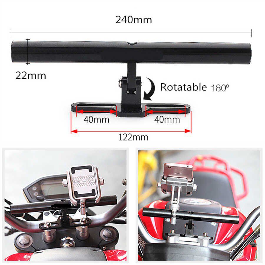 Motowolf® Πολυχρηστική Μπάρα - Βάση Crossbar για Μοτοσυκλέτες 24cm σε Διάφορα Χρώματα